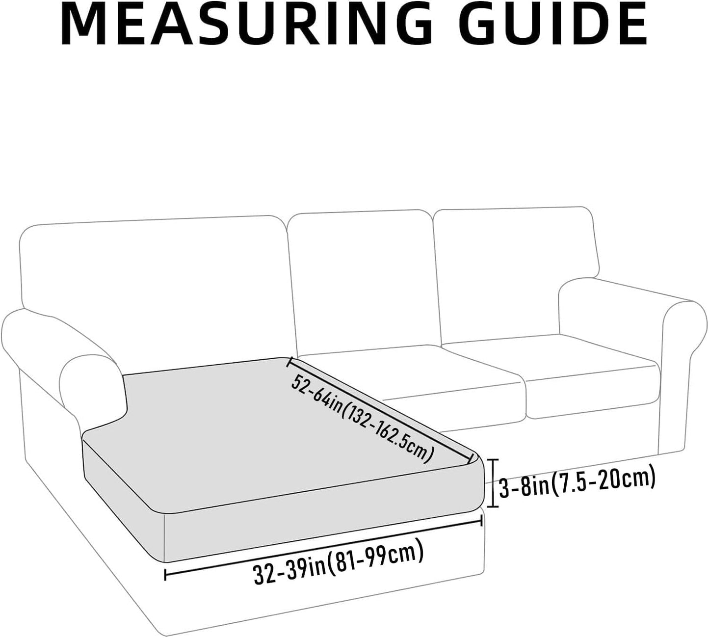 hyha Waterproof Sectional Couch Covers, Non Slip Sofa Couch Cushion Covers L Shape, Thick Stretch Jacquard Fabric, Washable Sofa Slipcovers with Elastic Bottom (1 Piece for Chaise, Camel)