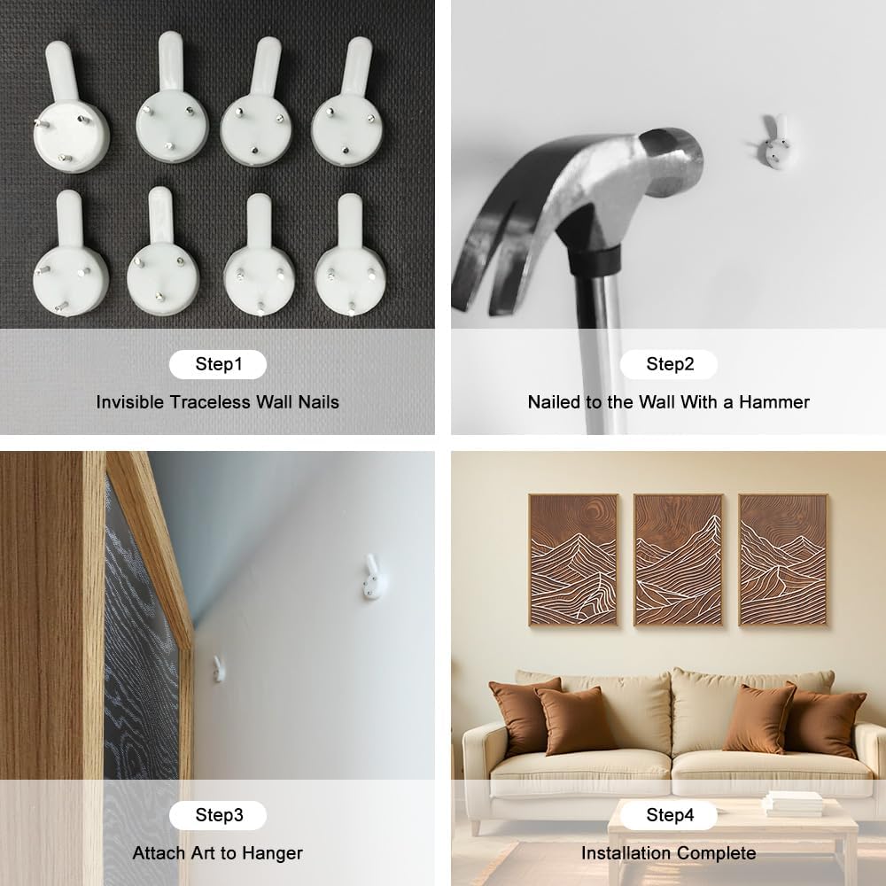 HPINUB Line Style Mountain Framed Canvas Wall Art Set, Vintage Tree Rings Wall Decor, Abstract Tree Spiral Wall Painting, Modern Nature Art Prints for Living Room,Bedroom,Farmhouse-24 x36 x3