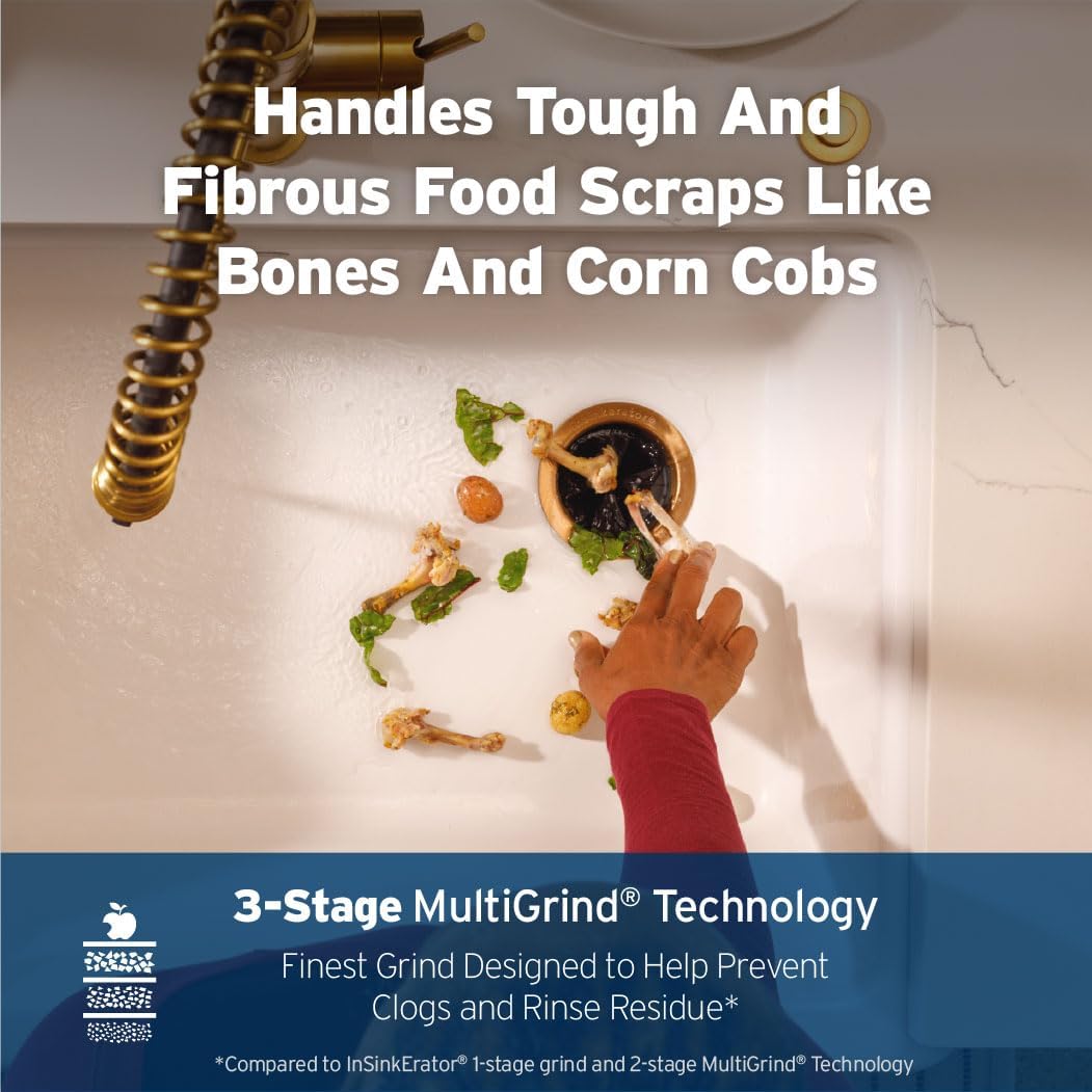 InSinkErator EVOLUTION 0.75HP 3/4 HP, Advanced Series EZ Connect Continuous Feed Food Waste Garbage Disposal, Gray