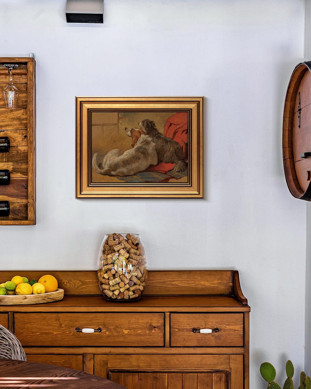 HUARCEY Gold Framed Vintage Wall Art for Living Room Dogs Oil Painting Wall Decor– Cozy Pet-Themed Aesthetic Room Decor for Bedroom Prints Study Classic Animal Artwork Gift for Dog Lovers 8"x10"