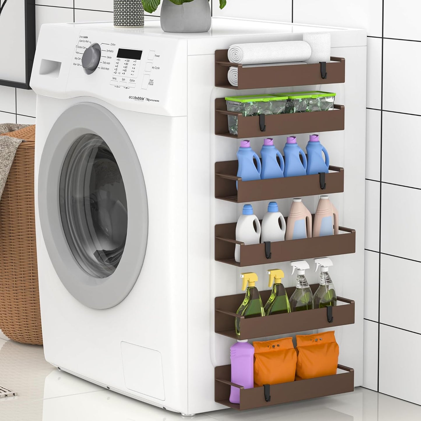 6 Pack Magnetic Spice Rack Organizer for Refrigerator and Oven, Brown Fridge Organizers and Storage for Kitchen