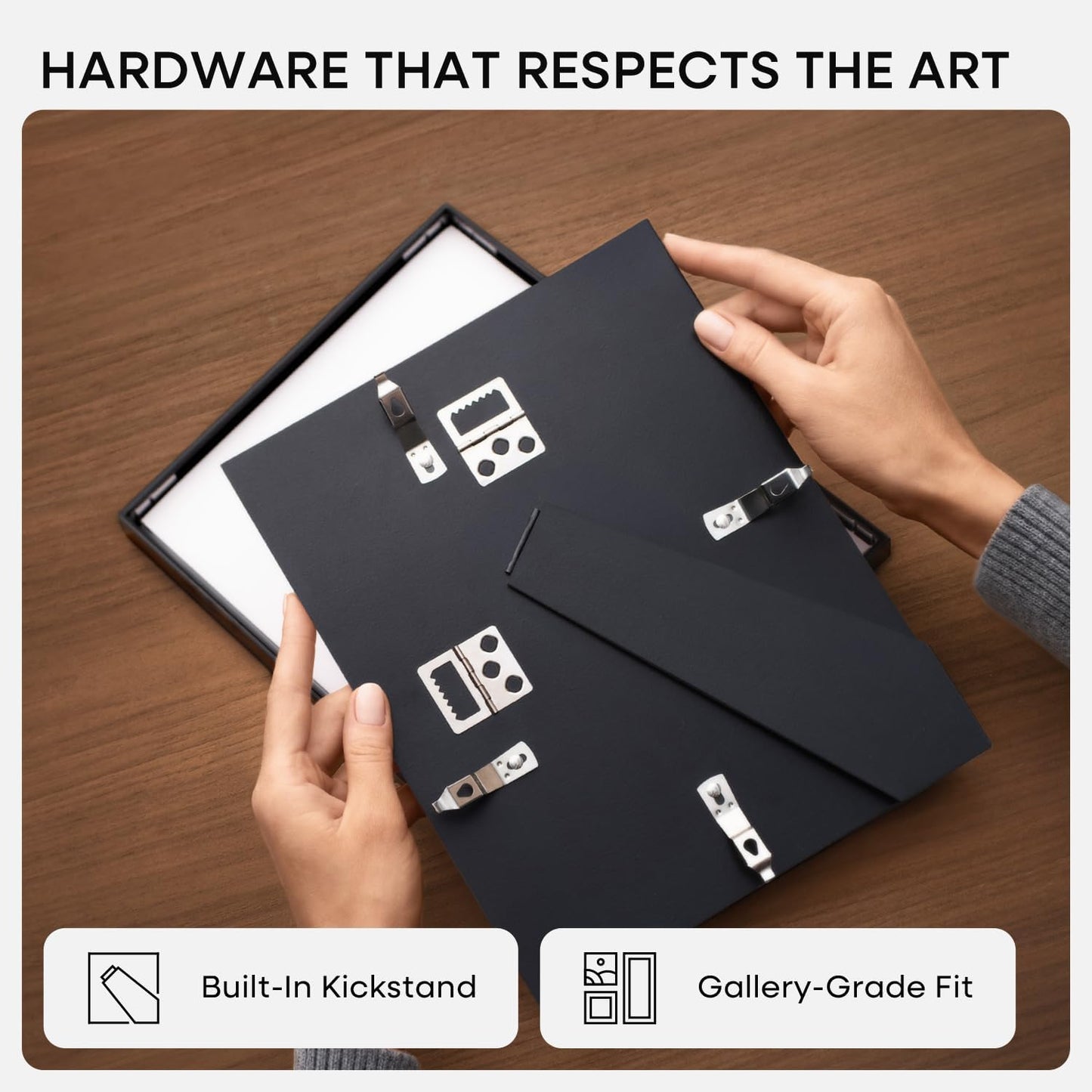 Homeforia 8x8 Black Picture Frame, High End Metal 8 x 8 Square Photo Frames with Mat 6 by 6, 8x8 Poster Frame Matted to 6x6 inch Print, 8by8 Wall or Tabletop Frames, Tempered Glass, Wall Kit, Set of 1