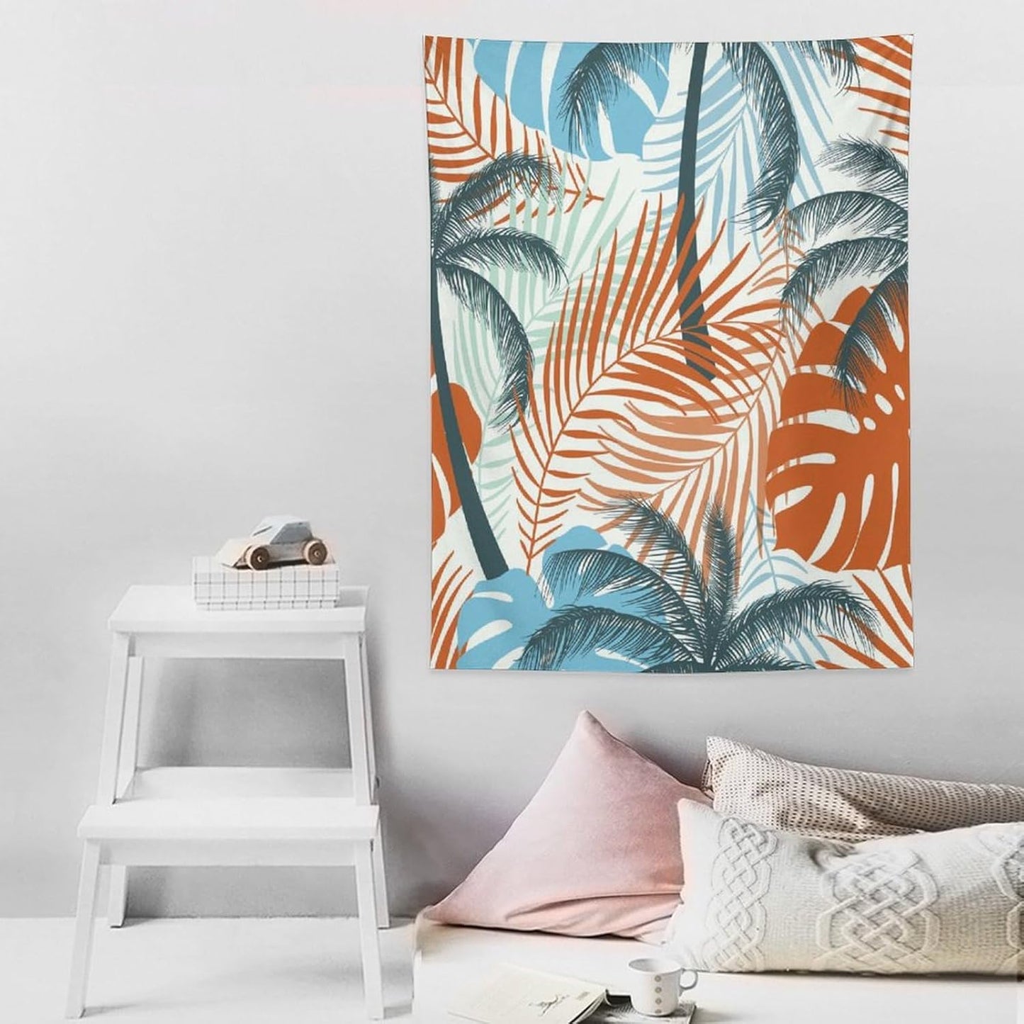 ICMOLYYENLO Palm Leaf Tapestry Wall Hanging, Tropical Leaves Plant Jungle Green Hawaiian Art Home Decor for Guest Bedroom Living Room Dormitory 60x80 Inch