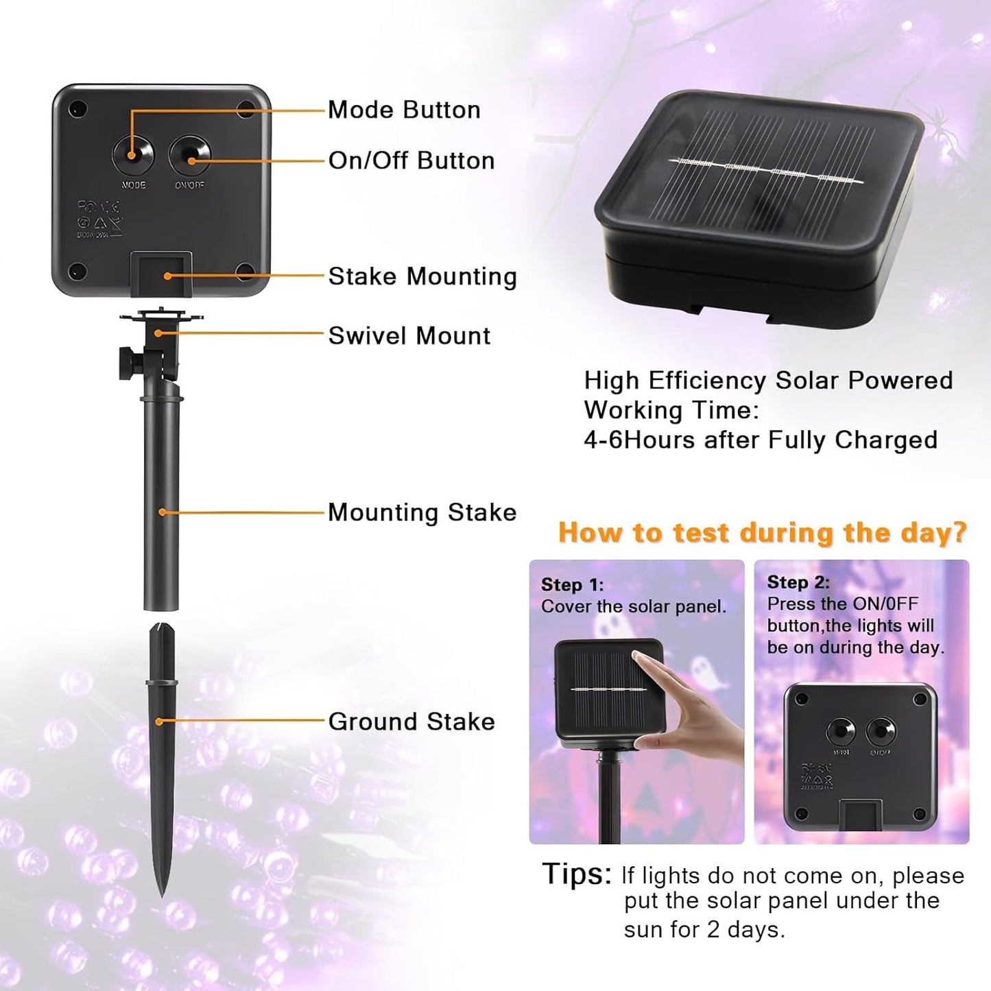 4 Pack Solar String Lights Outdoor, 400 LED Extra-Long 156 FT Solar Lights Outdoor with 8 Lighting Modes, IP65 Waterproof for Halloween, Garedn, Xmas, Balcony, Wedding, Party (Purple)