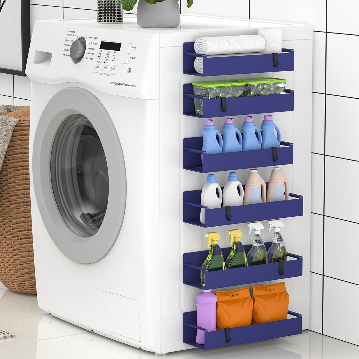 6 Pack Magnetic Spice Rack Organizer for Refrigerator and Oven, Dark Blue Fridge Organizers and Storage for Kitchen