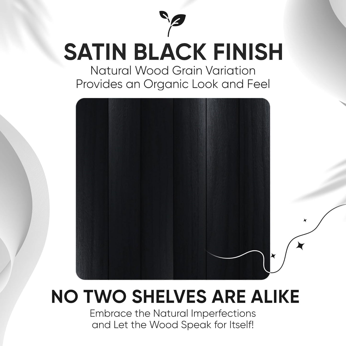 Homeforia Black Floating Shelf 18 inch, High End Solid Real Wood 18inch Bathroom Floating Shelves for Wall Mounted, Black Wooden 18in Floating Shelves, Heavy Duty Bracket, 18 X 6.5 X 1.75 in, Set of 4