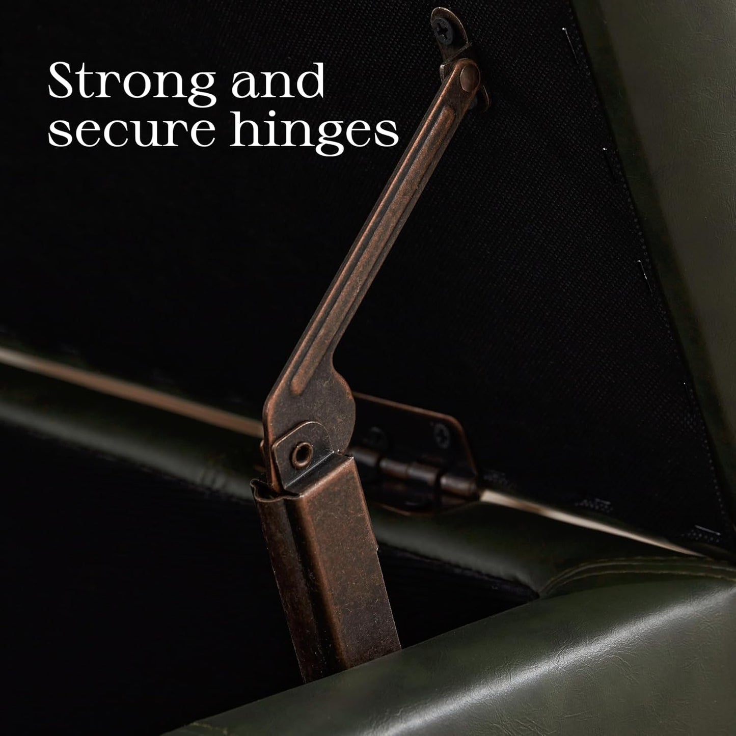 HUIMO Square Leather Storage Ottoman,Ottoman Coffee Table with Storage for Living Room (Vintagegreen)