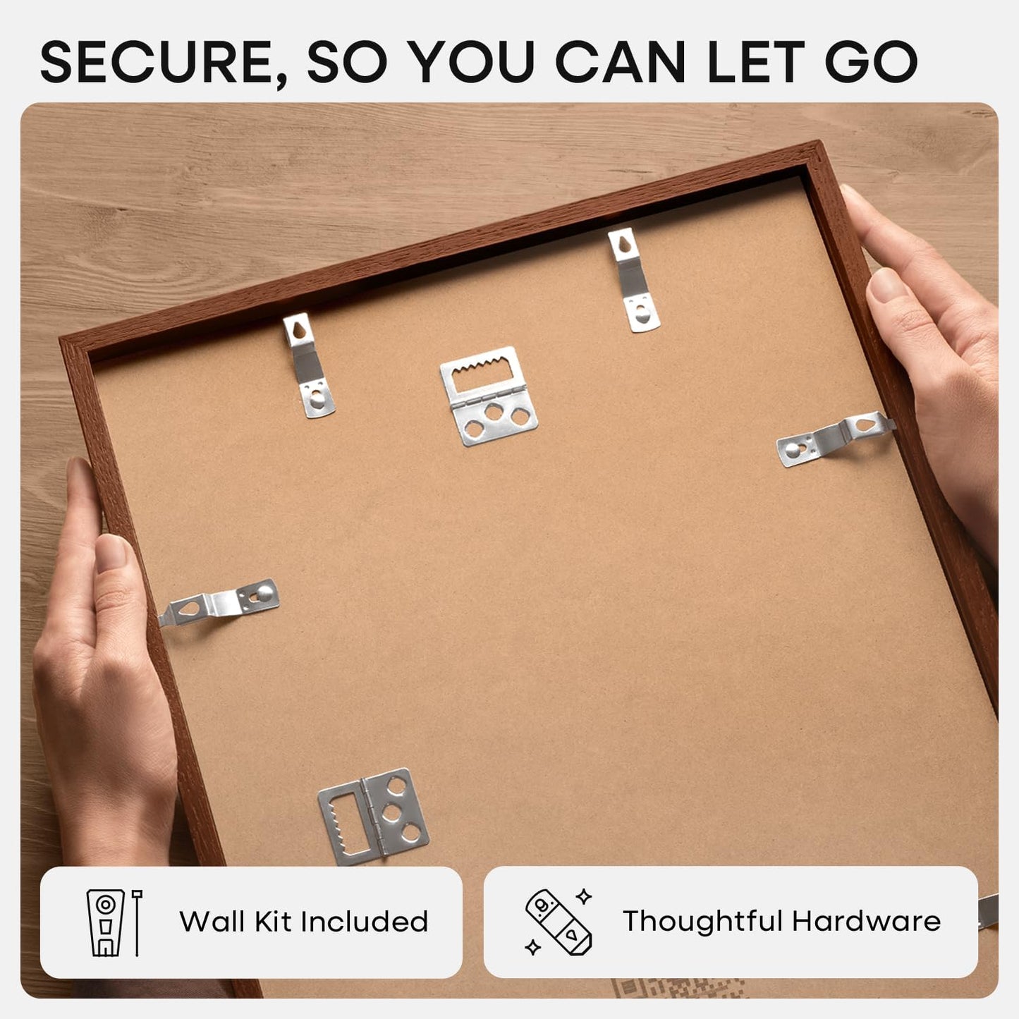 Homeforia 24x24 Picture Frame Brown, High End Dark Oak 24 x 24 Square Wood Frame with Mat 20 x 20 for Photo, 24by24 Wooden Walnut Poster Frame Matted to 20x20 Print, Tempered Glass, Wall Kit, Set of 1