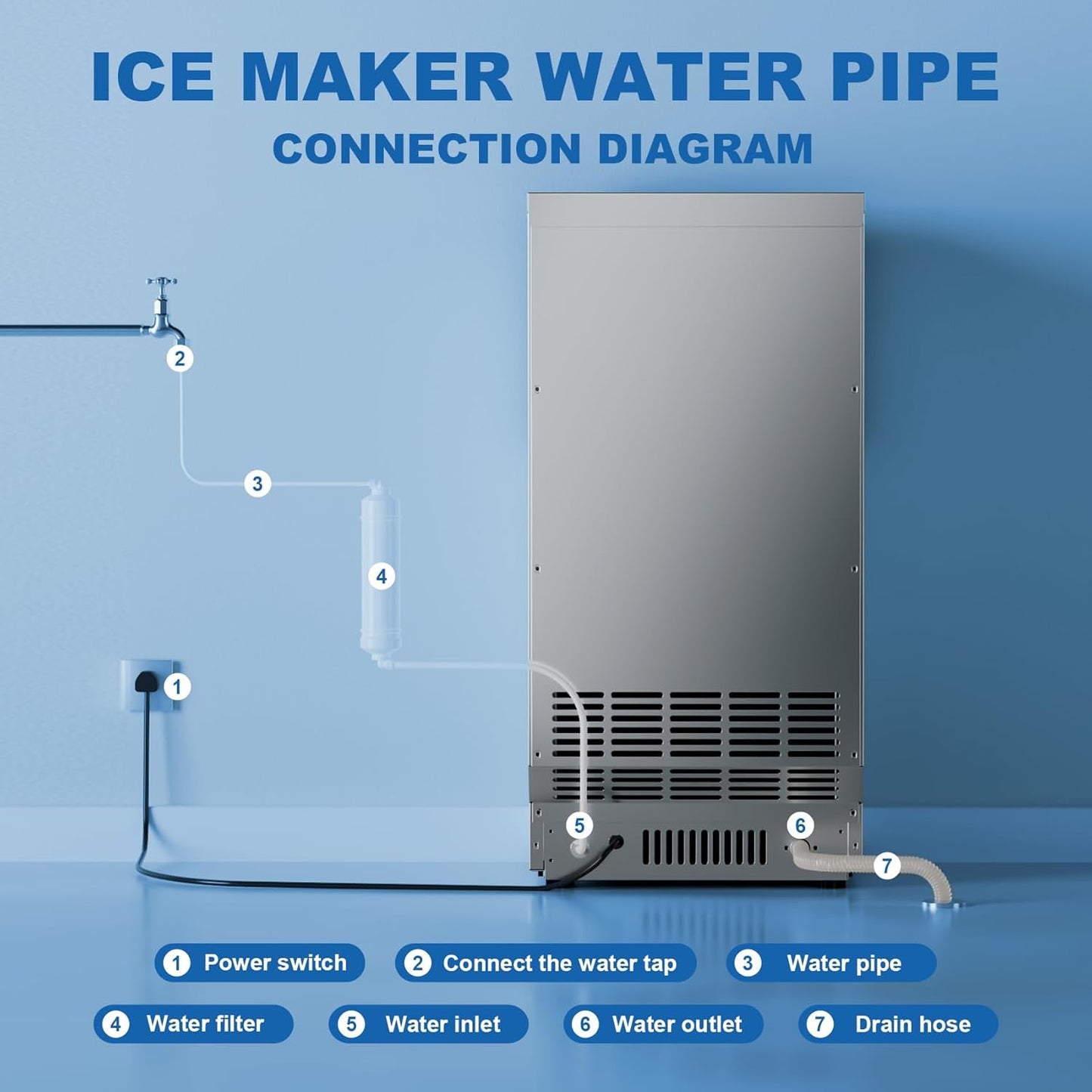 Ice Maker Commercial Ice Machine, 120lbs Per Day, Auto-Cleaning, Countertop Ice Maker with Basket and Scoop, for Home Party/RV Camping