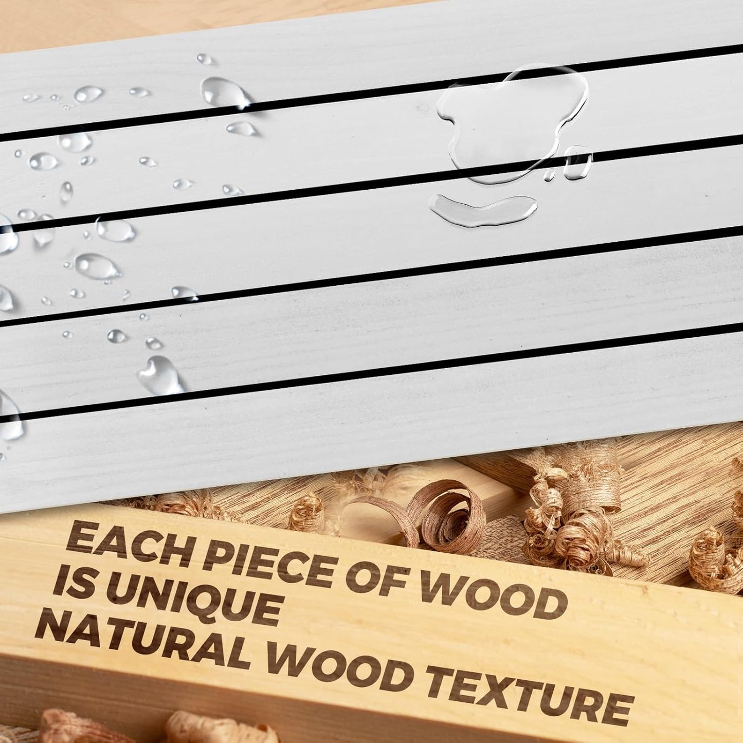 24"x6.8"x1.2" Solid Wood Floating Shelves 2-Pack - Rustic White Finish with Hidden Brackets, Perfect for Storage and Décor in Living Room, Kitchen, Bedroom