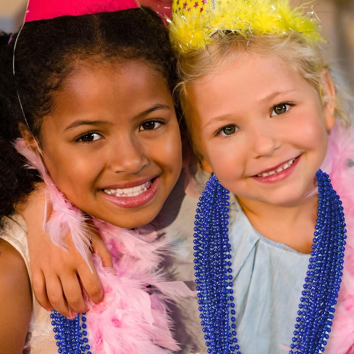 50PCS Christmas Bead Necklace, Blue Bead Necklaces Stuff, 33" Mardi Gras Beads Necklace Costume, Festival Parade Throw Accessories for Wedding Birthday Party Events Supplies Decorations