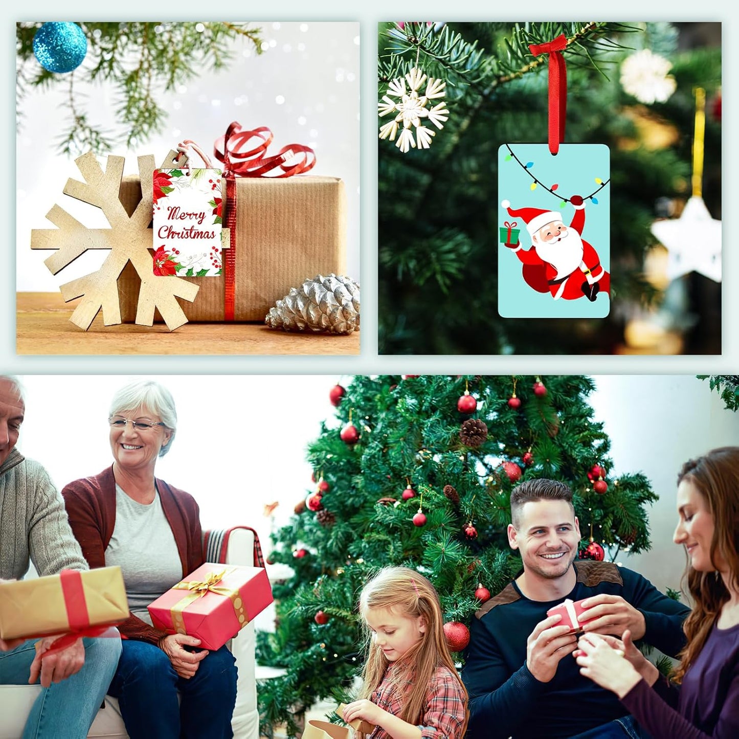 4 Pack Personalized Christmas Ornaments 2025 Wood Custom Photo Text Hanging Ornament for Christmas Tree Decorations, First Christmas Engaged/Married, New Home, Baby's First Christmas, Memorial