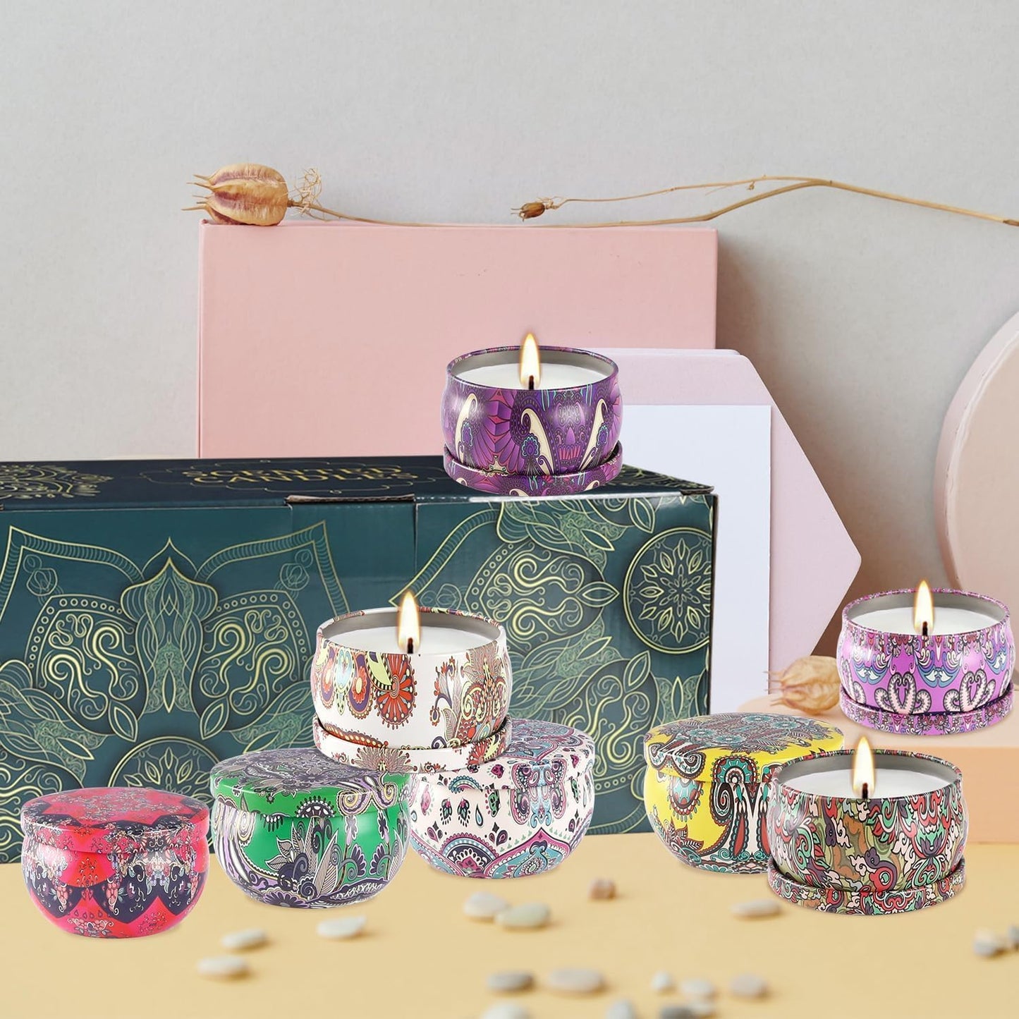 24 Pack Scented Candles Set for Home, Relaxing Stress Relief, Aromatherapy - Natural Soy Wax and Fragrance - Gifts for Women, Mom, Best Friend, Wife, Birthday