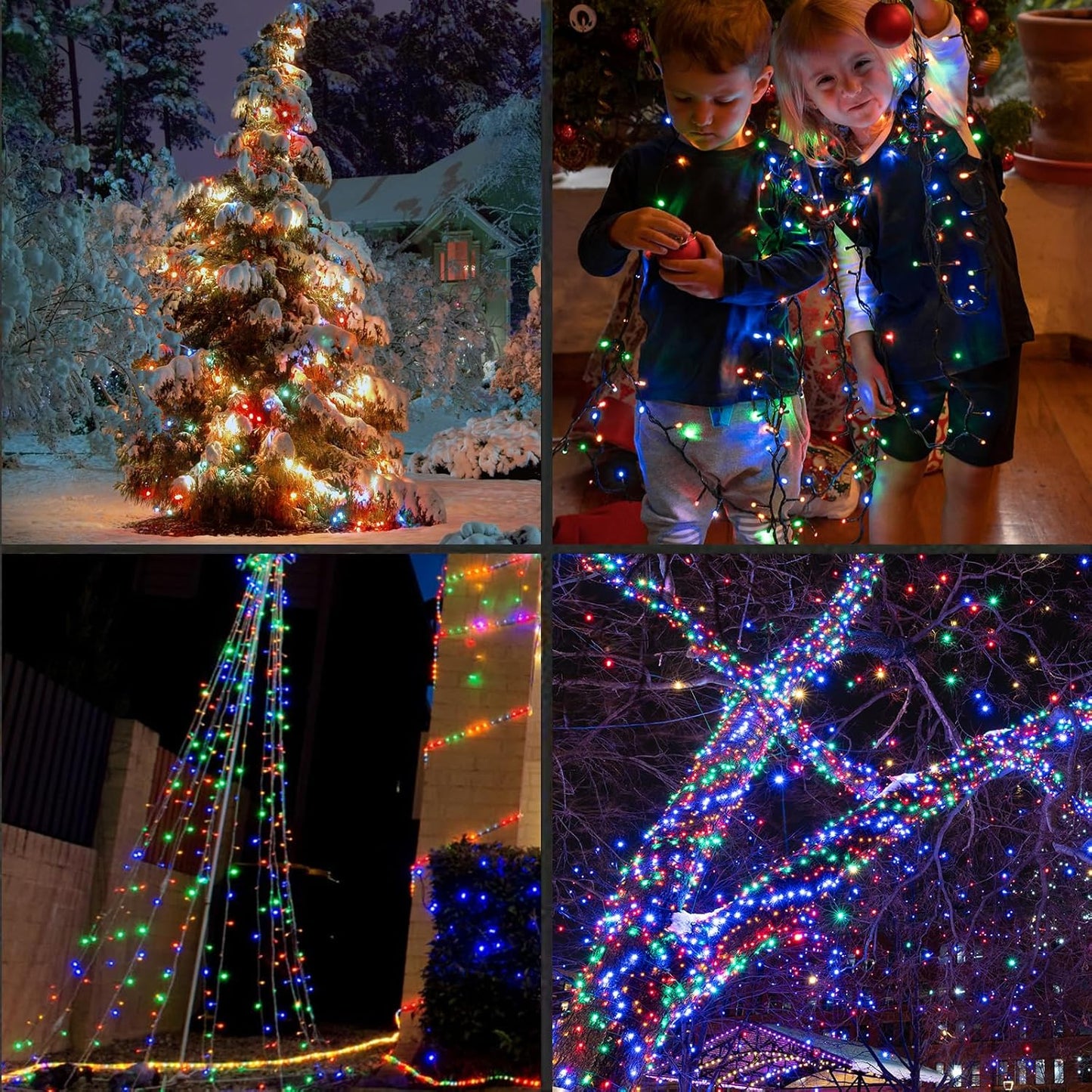 50LED String Lights,LED Christmas Lights,6" SPACING,Green Wire,Multicolor,Commercial Grade