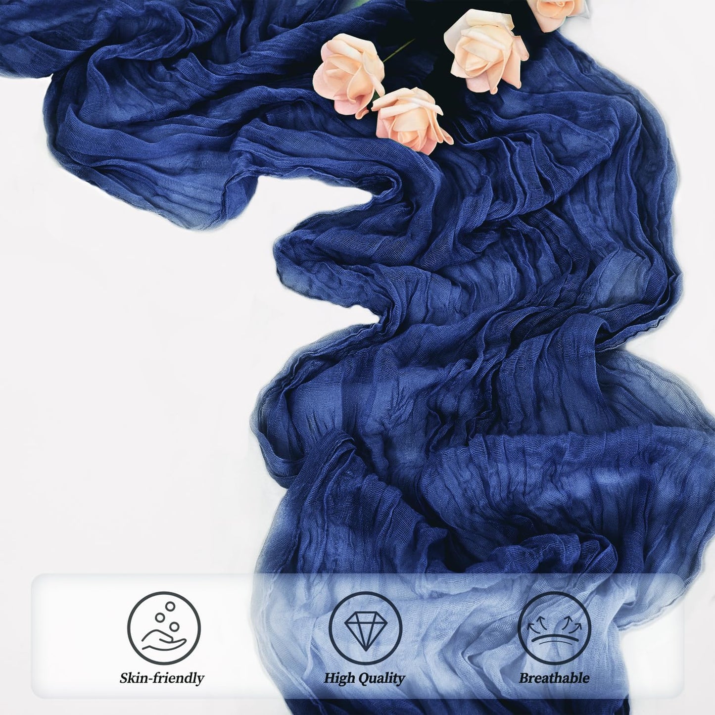 10FT 20 Pack Royal Blue Cheesecloth Table Runner 20 x 120 Inch Long Rustic Gauze Cheese Cloth Table Runner for Wedding Bridal Baby Shower Table Decorations Boho Fabric Sheer Birthday Party Table Decor