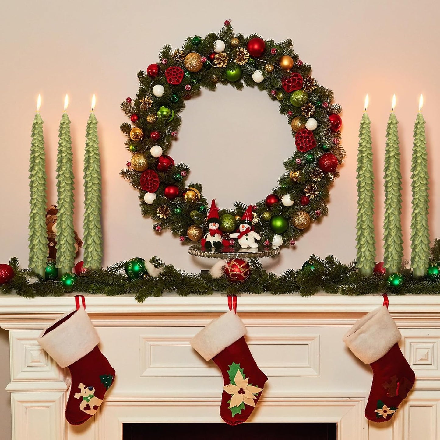 6 Pcs Christmas Tree Shaped Candles Xmas Wax Scented Candles Dark Green Decorative Christmas Tree Gifts for Xmas Eve Winter Holiday Party New Year Bedroom Room Table Decor, Attractive Style