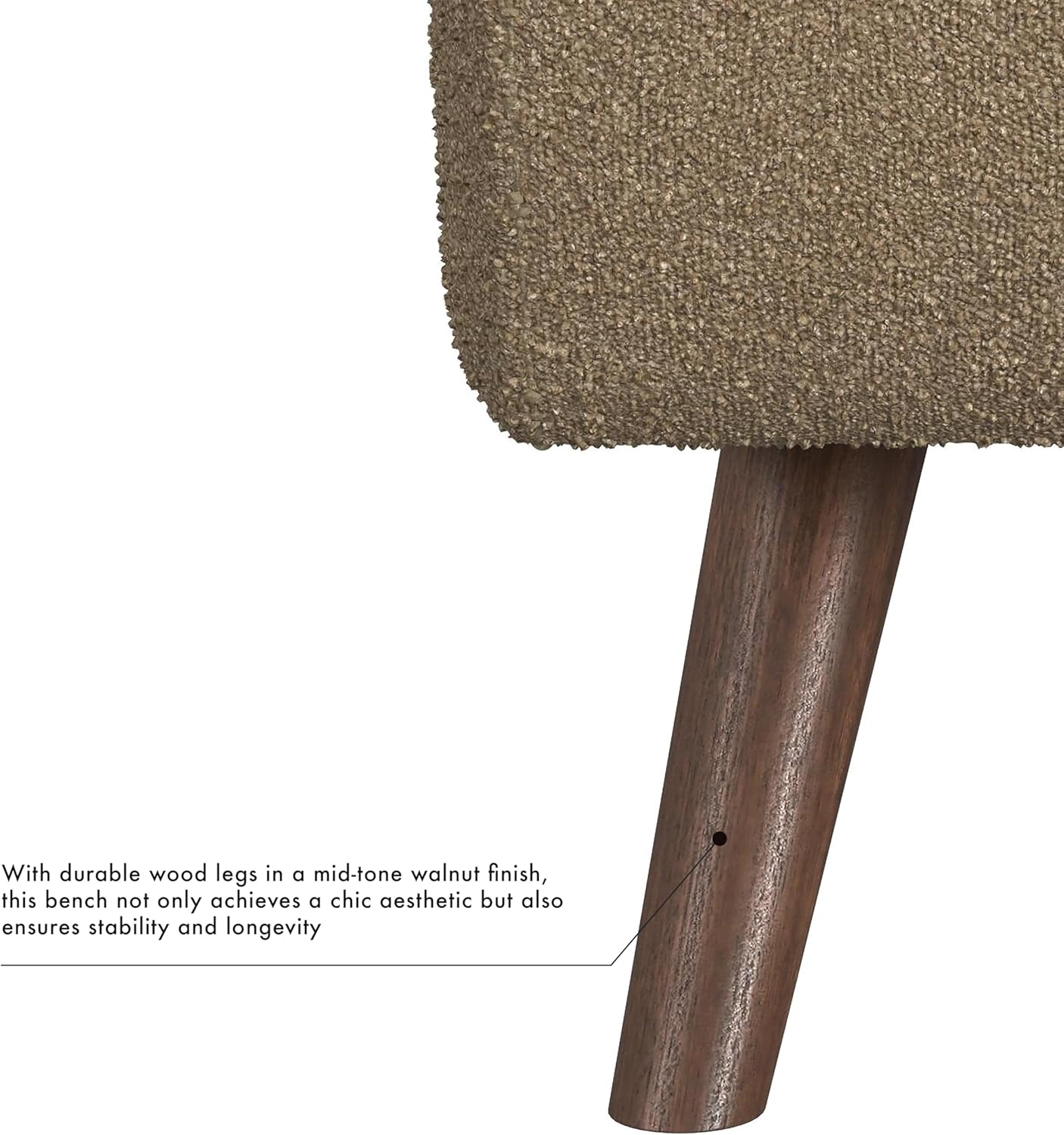 HomePop Modern Storage Bench with Wood Legs Home Décor|Bench with Storage for Living Room & Bedroom - Brown Boucle