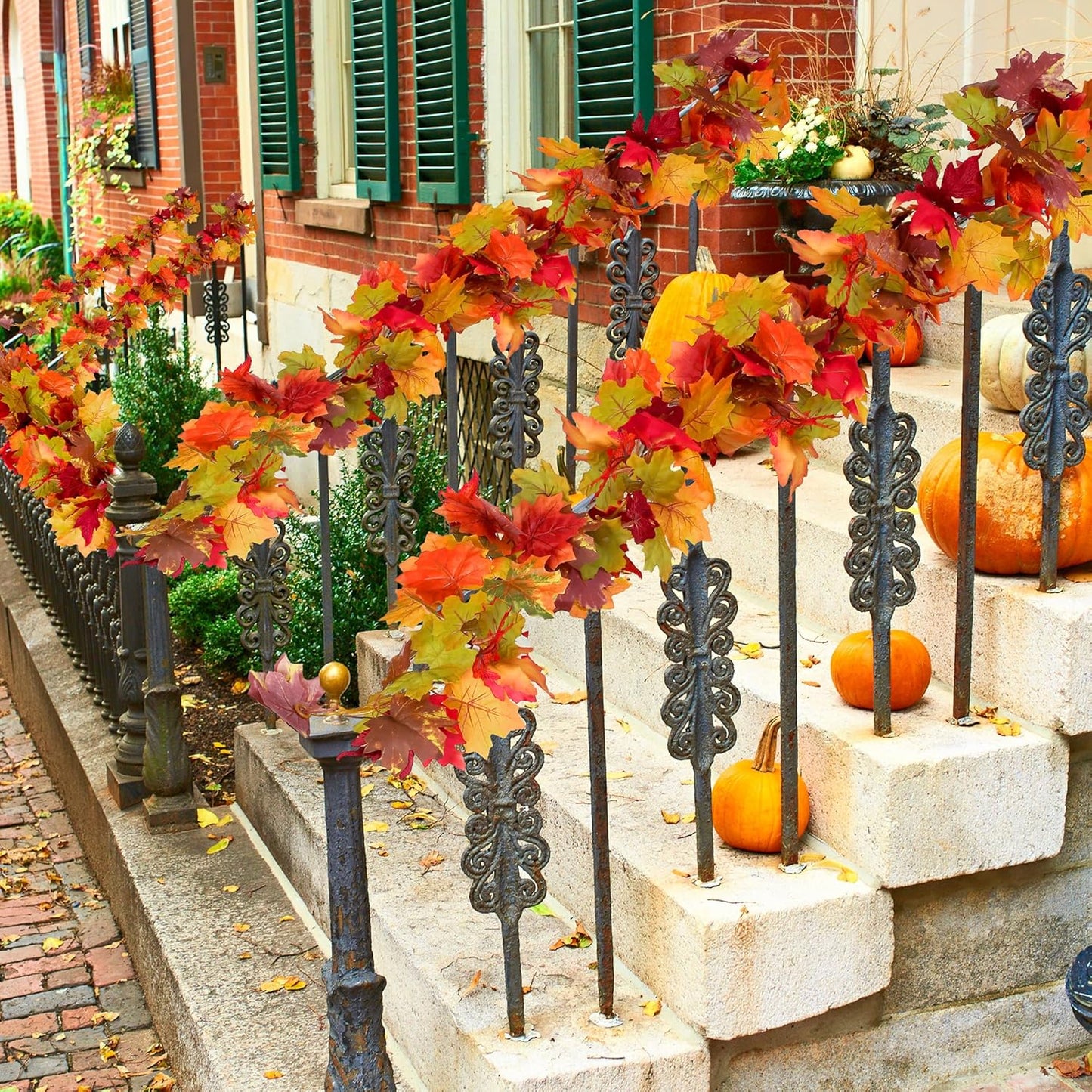 Fovths 6 Pack Maple Leaves Garland 5.8ft/Pc Artificial Fall Decorations Colorful Autumn Hanging Vine for Thanksgiving Halloween Fireplace Indoor Outdoor Decor