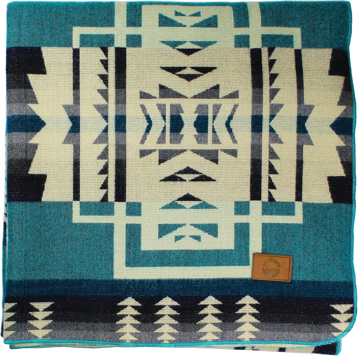 Inca Aztec Throw, Queen, King Blanket | Southwest Indian Navajo Boho Style | Native Cover for Camping, Bedding, Couch, Vanlife | Faux Alpaca, Lightweight, Hypoallergenic (Teal, Queen)