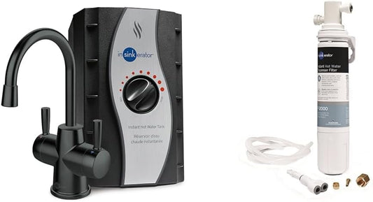 InSinkErator Stainless Steel Tank, HC250MBLK-SS HOT250 System & F-2000S Premium Under Sink Water Filtration System for Instant Hot and Cold Water Dispenser System