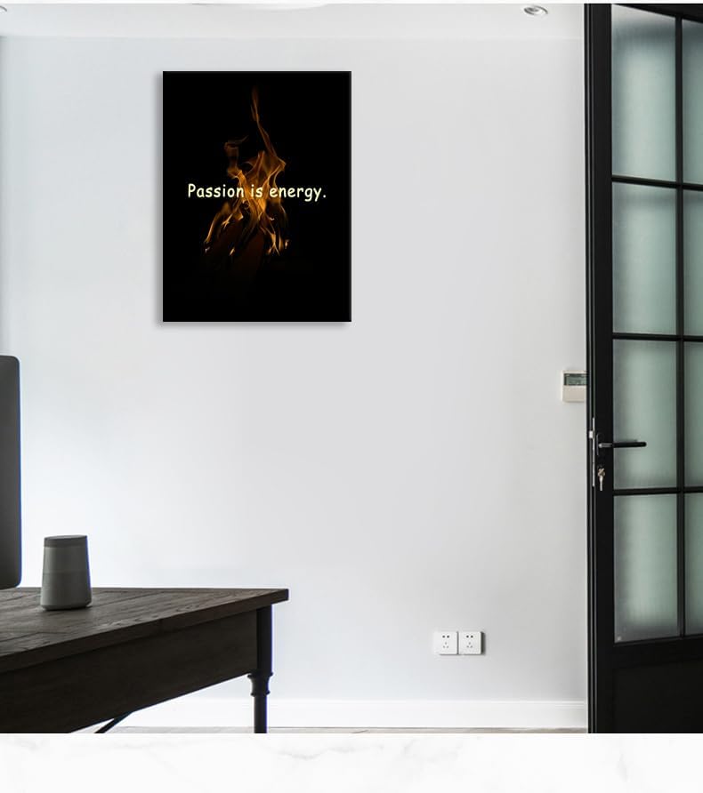 Inspirational Modern Artwork Passion Is The Energy for Doing Anything Motivational Wall Decor Printed Canvas Poster for Office Hallway Gym Bedroom Living Room Framed Ready to Hang[30" W X 40" H]