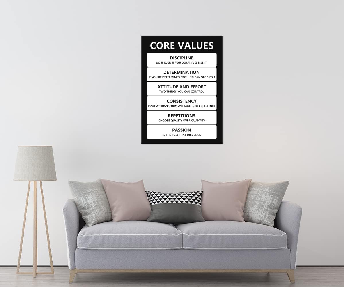 Inspirational Poster Motivational Canvas Core Values Wall Art Inspiring Prints Artwork for Office Living Room Modern Home Decor Painting Pictures Stretched and Framed Ready to Hang [30''Wx 40''H]
