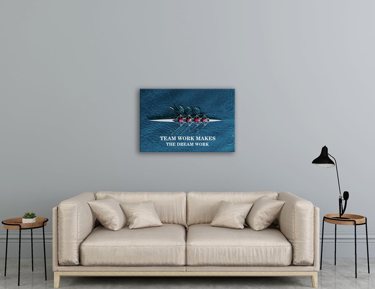Inspirational Wall Art Motivational Quotes Wall Decor Team Work Makes The Dream Work Prints on Canvas Poster Team Pictures Modern Painting Artwork Office Wall Decor Gym Home Framed[24" W x 36" H]