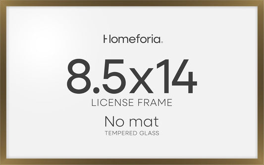 Homeforia 8.5 x 14 Marriage License Frame Bronze, High End Metal 8.5x14 Marriage Certificate Frames, 14x8.5 Picture Frame for Wall & Tabletop, 8.5 by 14 Photo Frame, Tempered Glass, Wall Kit, Set of 1