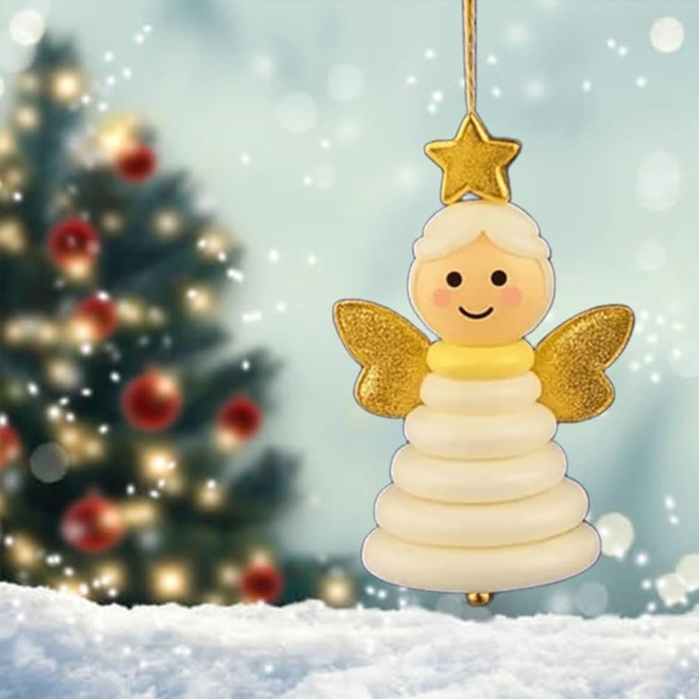 4pcs Button Christmas Tree Ornament Kits, Fun Holiday Decorations for All Ages, DIY Craft Buttons Kit with Christmas Snowman/Santa/Angel, Gifts for Xmas Tree Hanging Decorations (Santa)