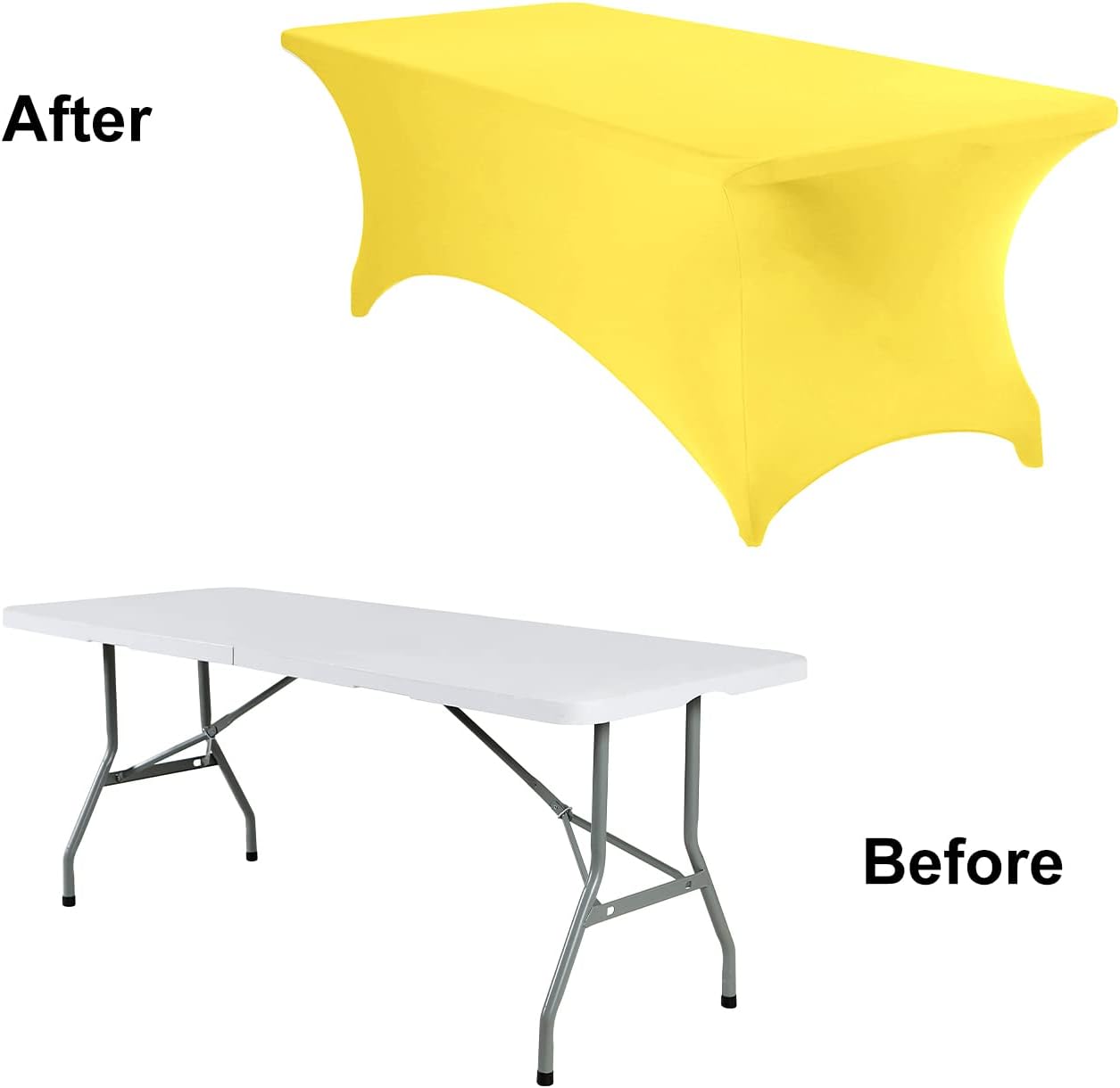 4Pack Spandex Waterproof Table Covers 8ft，Spandex 8ft Waterproof Table Cover for Party,Wedding, Banquet, and Events(Yellow)