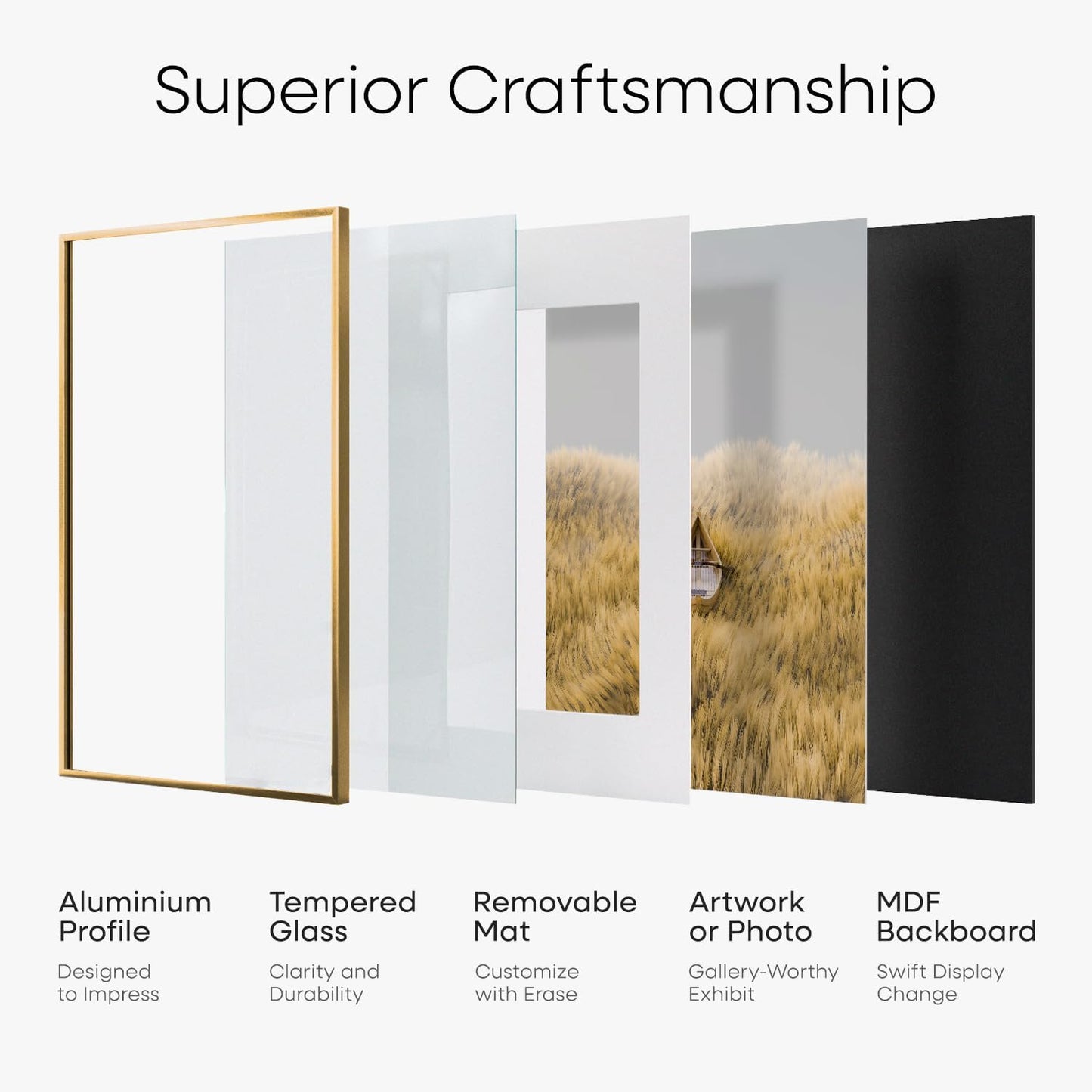 Homeforia 24x36 Picture Frame Bronze, High End Metal 24 x 36 Large Poster Frames with Mat 20 by 30 Photo, 24x36 Brass Frame Matted to 20x30 Print, 36x24 Thin Frames, Tempered Glass, Wall Kit, Set of 1