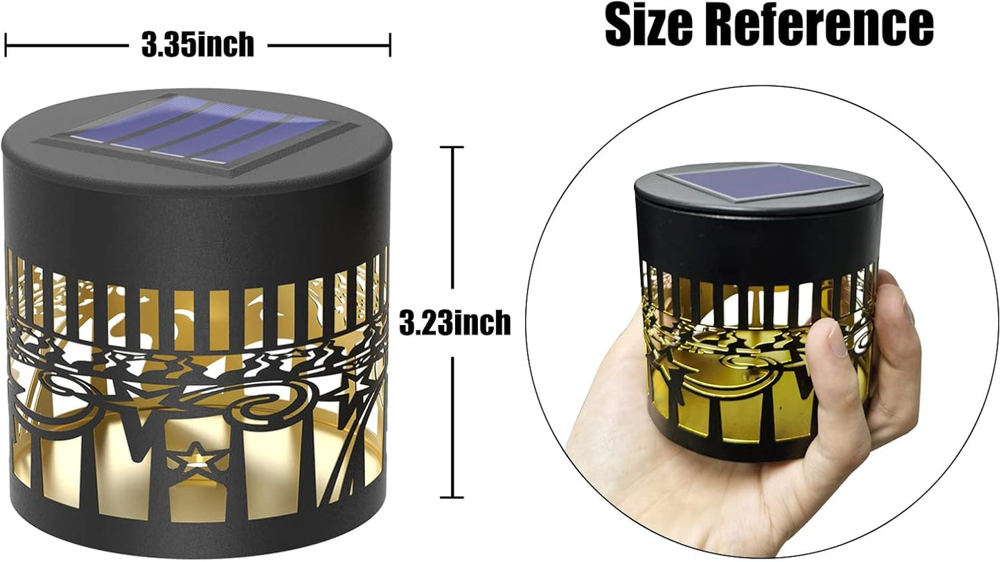 2 Pack Solar Fence Lights Metal Solar Powered Outdoor Wall Deck Lights Sun Moon Theme Waterproof Fence Light for Garden Post Patio Backyard Yard Decor (Face, 2 Pack)