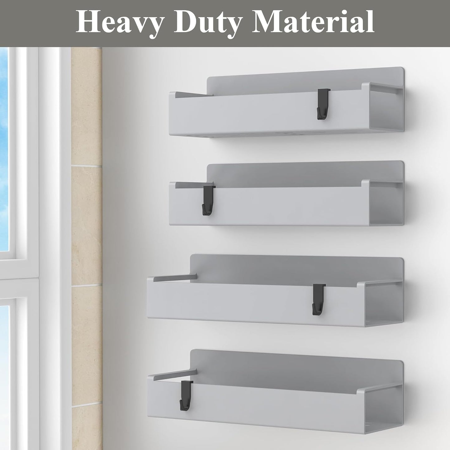 4 Pack Magnetic Spice Rack Organizer for Refrigerator and Oven, Light Gray Fridge Organizers and Storage for Kitchen