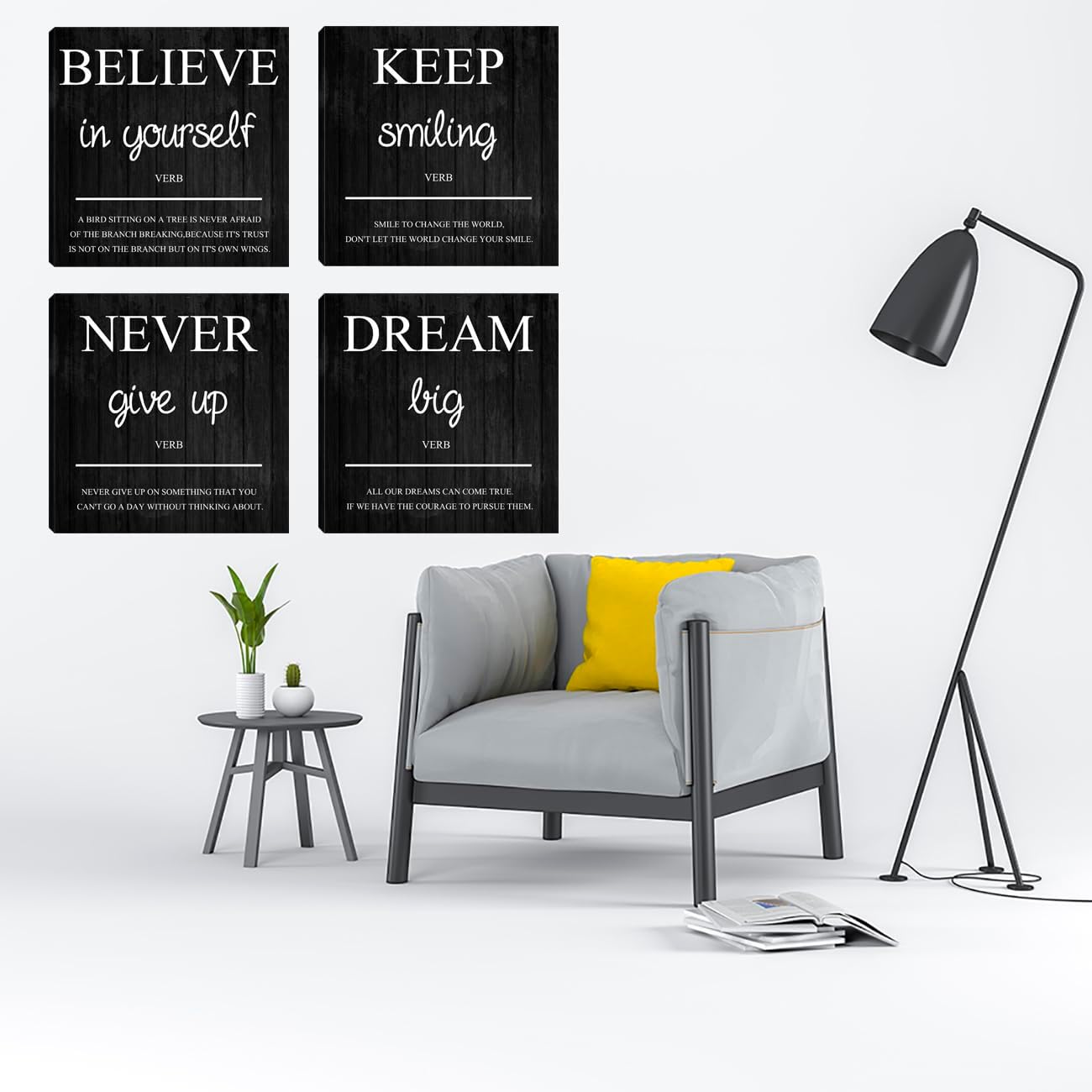 Inspirational Wall Art Office Decor, Motivational Wall Art Positive Painting Picture Quotes Prints Wall Decor for Bedroom,Living Room,Office,Classroom,Company Framed Artwork Ready to Hang 16”X16”X4
