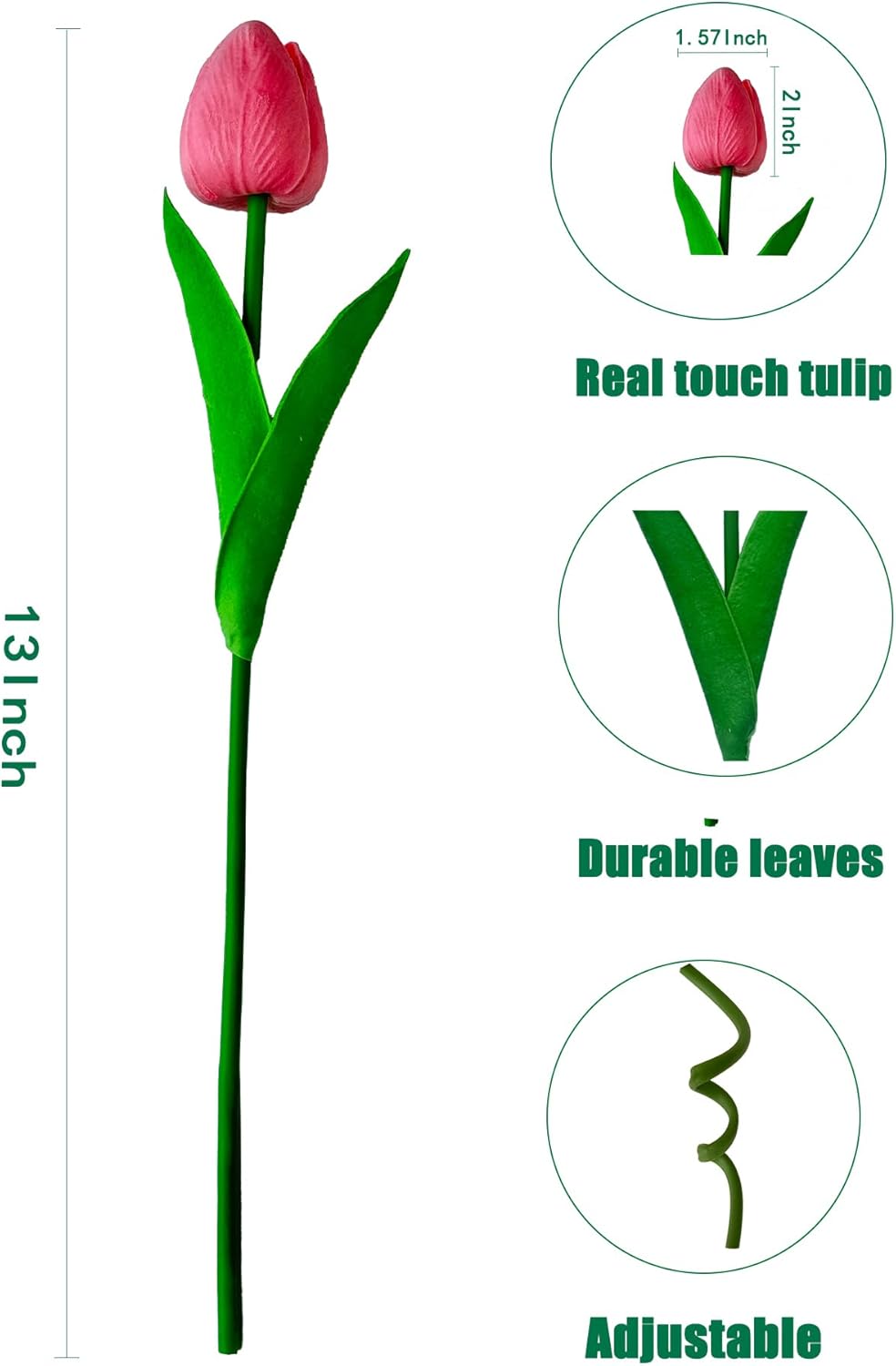 15 Pcs Artificial Tulip PU Fake Flower Realistic Touch Spring Summer Fake Flowers for Home Decor Outdoor Garden Parties and Wedding