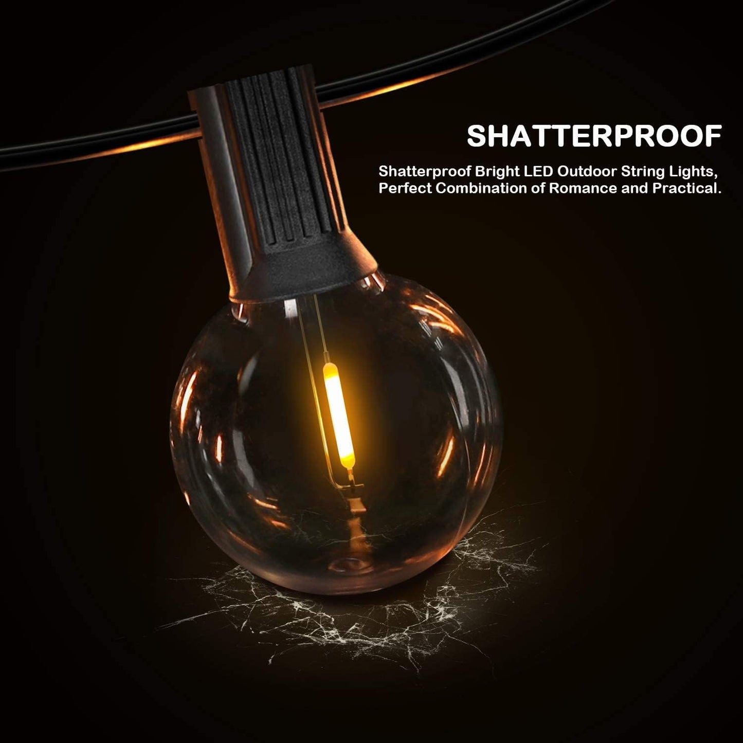 200FT LED Outdoor String Lights with 100+4 Bulbs, Shatterproof Waterproof Patio String Lights for Outside, Connectable 2200K Dimmable Commercial Hanging Light for Christmas Backyard Cafe Garden Bistro