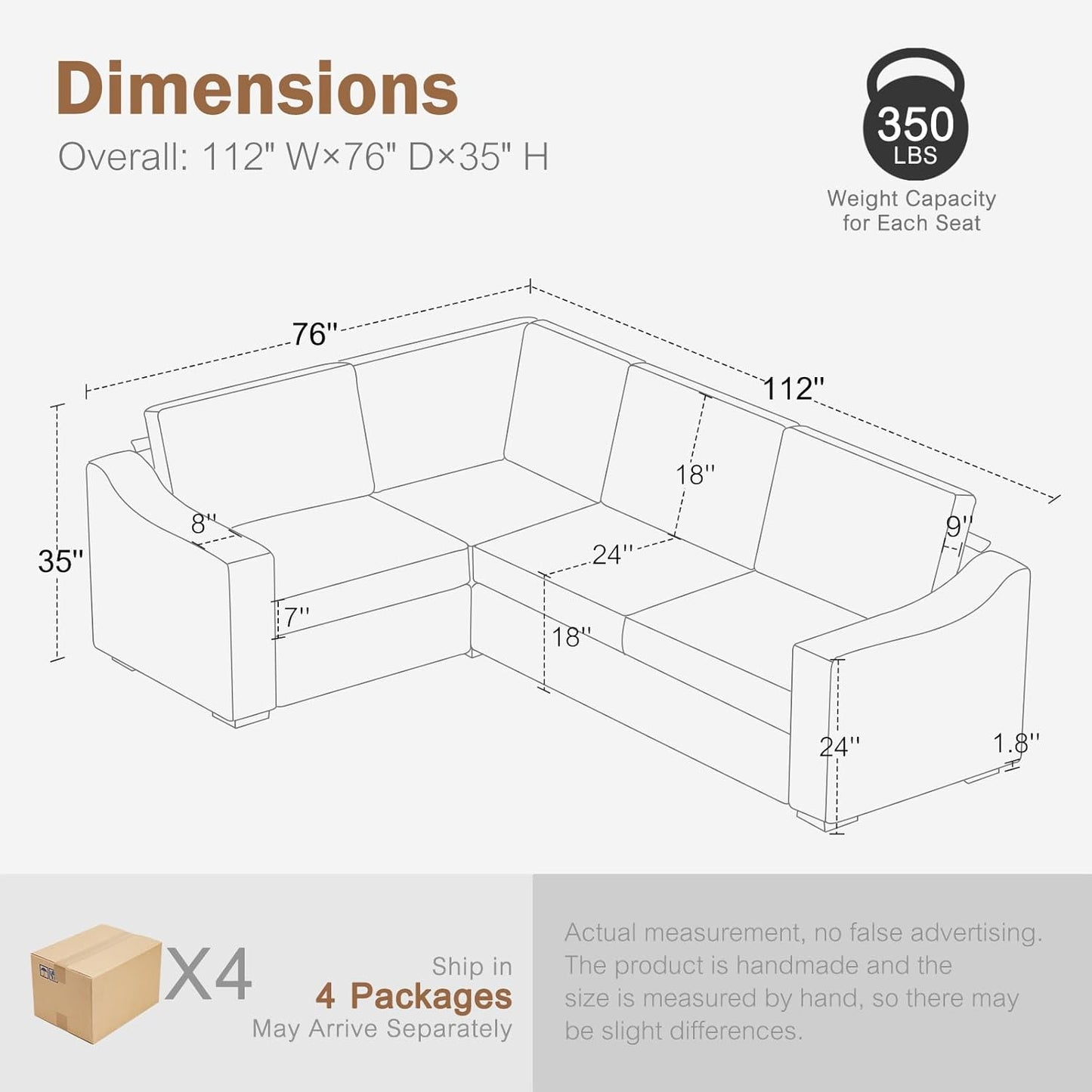 112" Convertible Sectional Sofa, Large L Shaped Couch with Detachable Sofa Cover, Modular Couch for Living Room, Breathable Linen Fabric Corner Sofa for Apartment, Grey