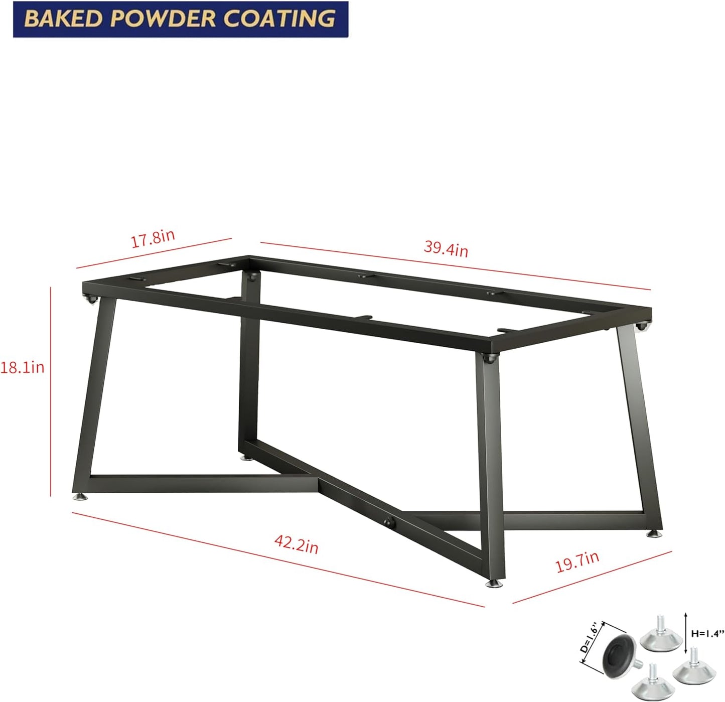 18 Inch Metal Coffee Table Legs, DIY Geometry Desk Base for Table Heavy Duty Furniture Legs for Office Modern Desks Night Stands, End Table, Bench, TV Stands, Etc