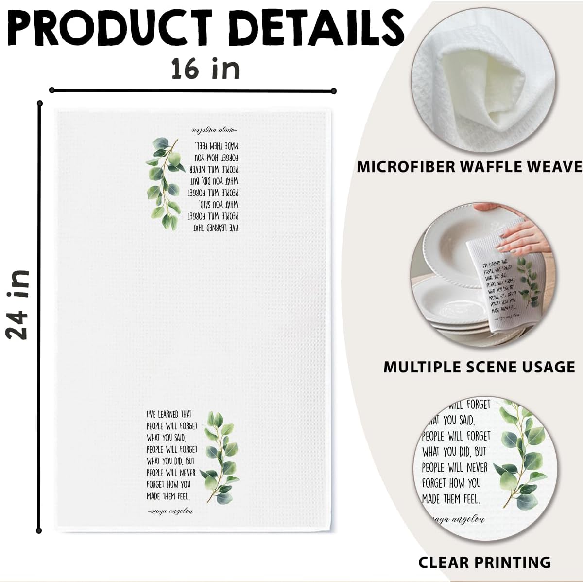 Inspirational Kitchen Hand Towel, Hostess Gift for Women, Christian Quote Waffle Weave Towel, Faith Decor Accent for Kitchen or Bathroom