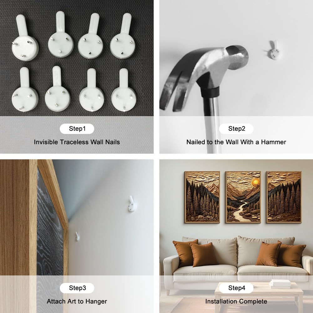 HPINUB Abstract Landscape Mountain Canvas Wall Art Set, Vibrant Sun Forest Pine Tree Wall Decor, Wilderness Nature River Artwork Rustic Scenery Art Print for Living Room,Bedroom,Office-16 x24 x3