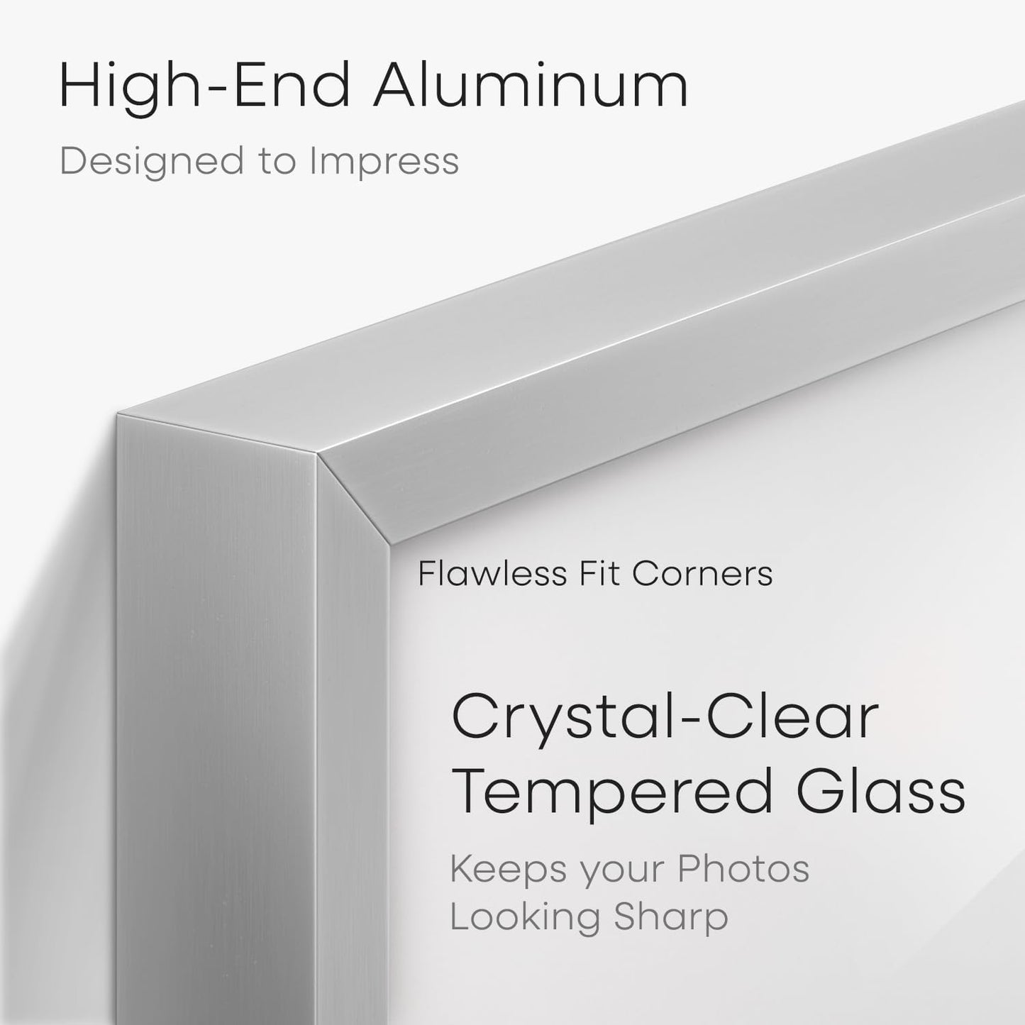 Homeforia A1 Poster Frame Silver, High End Metal A1 Large Picture Frame Silver with Mat A2 for Photo, 23.4x33.1 Frames Matted to 16.5x23.4 Print, 23.4 by 33.1 Frame, Tempered Glass, Wall Kit, Set of 1