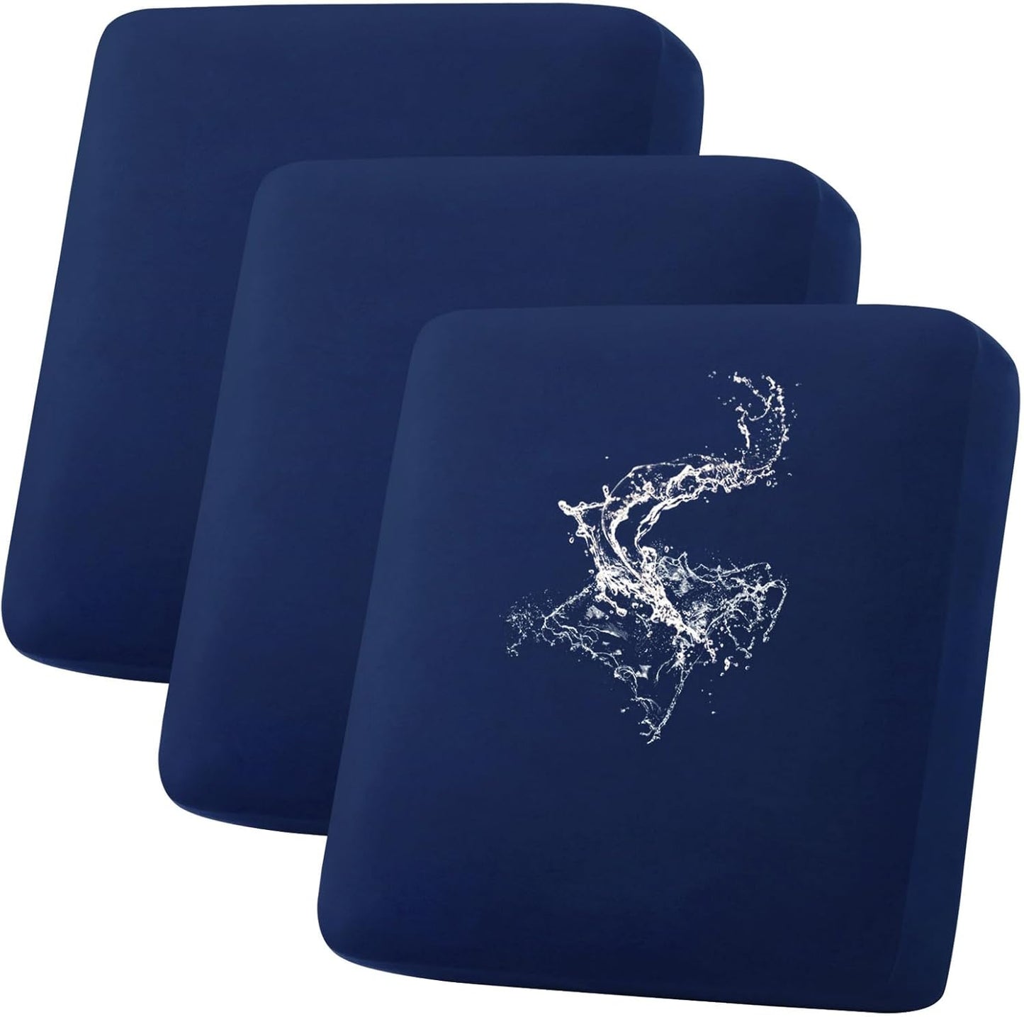 hyha Waterproof Couch Cushion Covers, Stretch Sofa Couch Seat Slipcover for Dog Washable, Non-Slip Waterproof Outdoor Cushion Covers for Patio Furniture Replacement (3 Pieces, Navy)