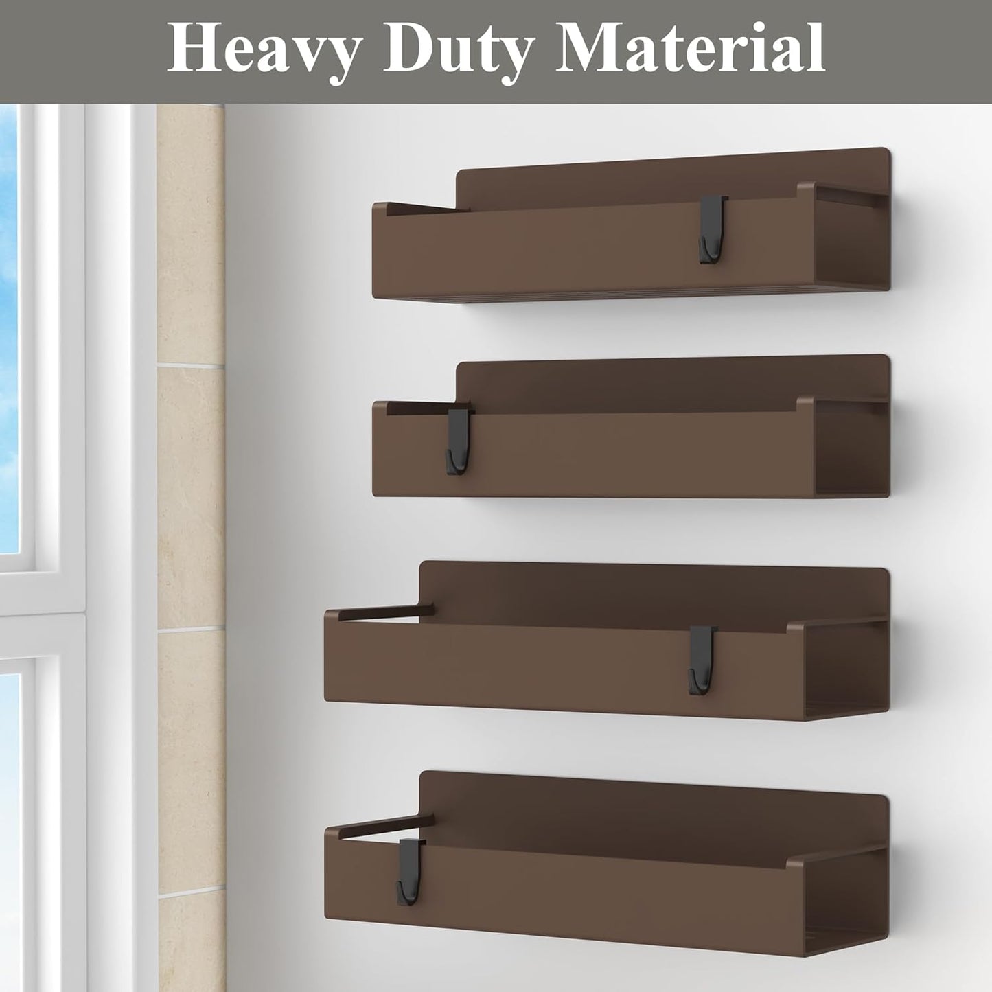 4 Pack Magnetic Spice Rack Organizer for Refrigerator and Oven, Brown Fridge Organizers and Storage for Kitchen