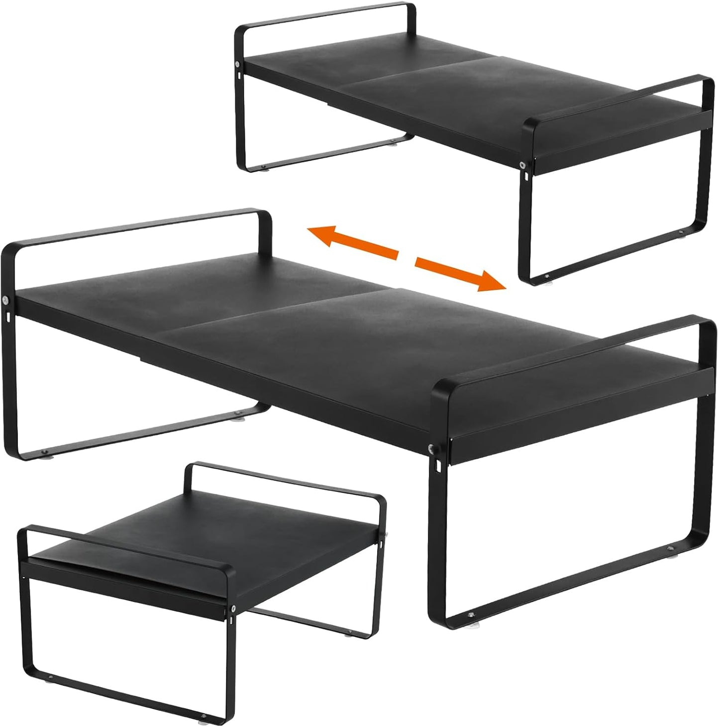 3 Pack Expandable Cabinet Shelf Organizer Kitchen Shelf Riser Stackable Pantry Shelves Kitchen Organizers and Storage Metal Spice Rack Countertop Organizer Cupboard Adjustable Shelfs Desk Rack Shelf
