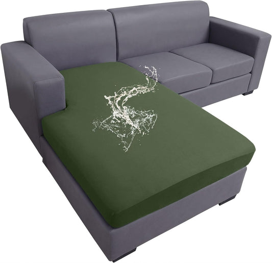 hyha Waterproof Couch Cushion Covers, Sectional Sofa Slipcovers Washable, L Shape Chaise Dog Couch Covers for Sectional Sofa, Universal Furniture Protector (1 Piece for Chaise, Bronze Green)