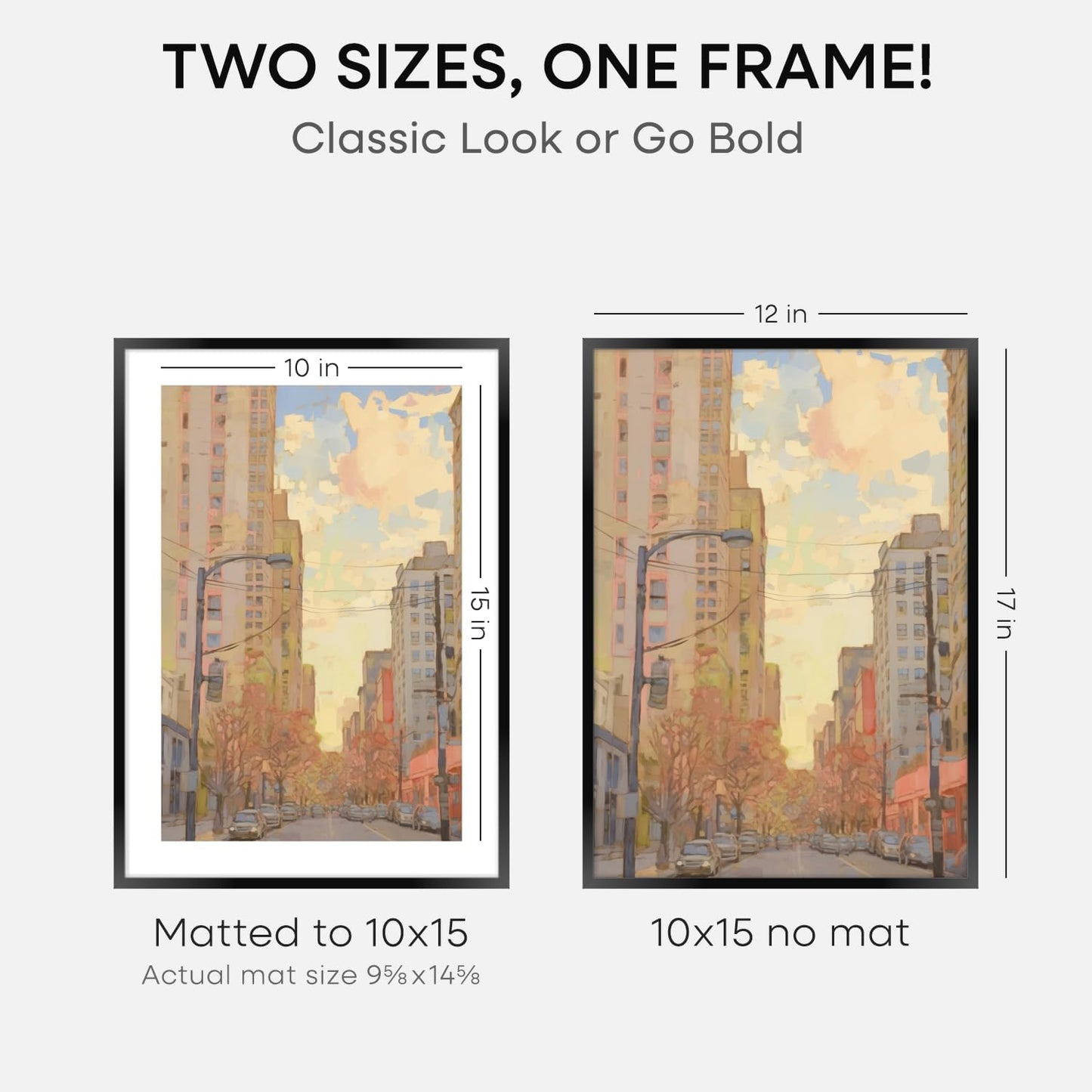 Homeforia 12x17 Picture Frame Black, High End Metal 12x17 Poster Frames with Mat 10x15 for Photo, 12 x 17 Black Frame Matted to 10 x 15 inch Print, 17x12 Thin Frame, Tempered Glass, Wall Kit, Set of 1