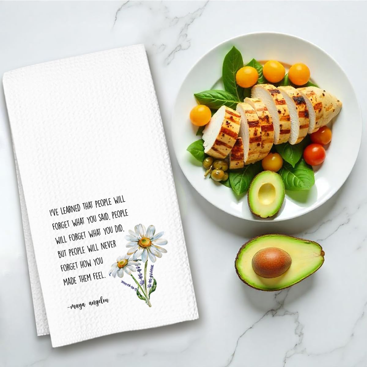 Inspirational Kitchen Hand Towel, Hostess Gift for Women, Christian Quote Waffle Weave Towel, Faith Decor Accent for Kitchen or Bathroom