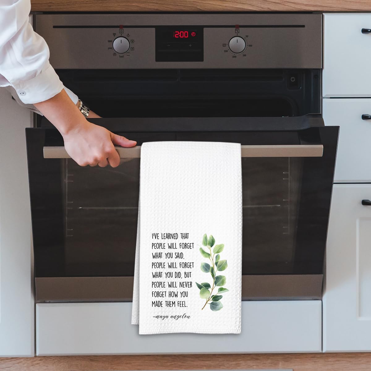 Inspirational Kitchen Hand Towel, Hostess Gift for Women, Christian Quote Waffle Weave Towel, Faith Decor Accent for Kitchen or Bathroom