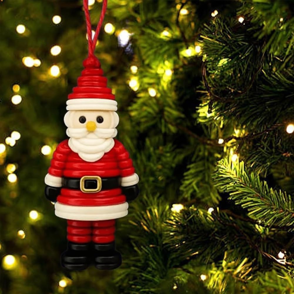 4pcs Button Christmas Tree Ornament Kits, Fun Holiday Decorations for All Ages, DIY Craft Buttons Kit with Christmas Snowman/Santa/Angel, Gifts for Xmas Tree Hanging Decorations (Christmas Tree)