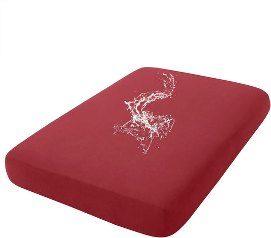 hyha Waterproof Couch Cushion Covers, Stretch Sofa Couch Seat Slipcover for Dog Washable, Non-Slip Waterproof Outdoor Cushion Covers for Patio Furniture Replacement (1 Piece for Large, Wine Red)